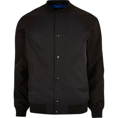 Black raglan sleeve bomber jacket